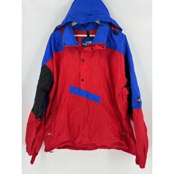 Vintage The North Face Jacket Mens XL Red Blue Goretex Y2K Nylon 1/4 Button USA
